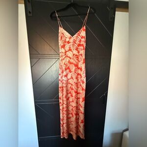 Lovely Day Janessa Tropical Print Orange & Cream Leaf Print Dress